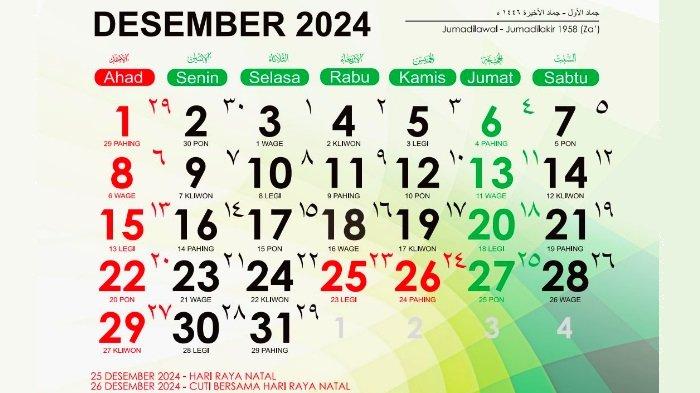 Jadwal Tanggal Merah di Bulan Desember 2024, Ada 2 Hari Libur